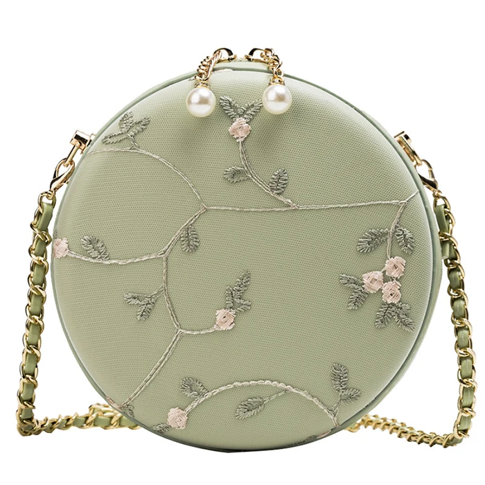 Новинка 2021 модная женская текстурная Сумка-слинг Иностранная маленькая свежая кружевная мини-сумка шикарная кожаная круглая сумка оптовая продажа