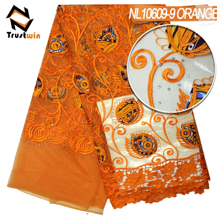 Meilleure Vente Tissu Africain Broderie Floral Wax Ankara Tulle Lace Dentelle