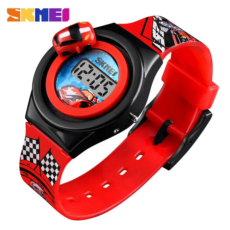Fashion rotatable car kids digital sport watch cheap children wrist watches skmei 1376