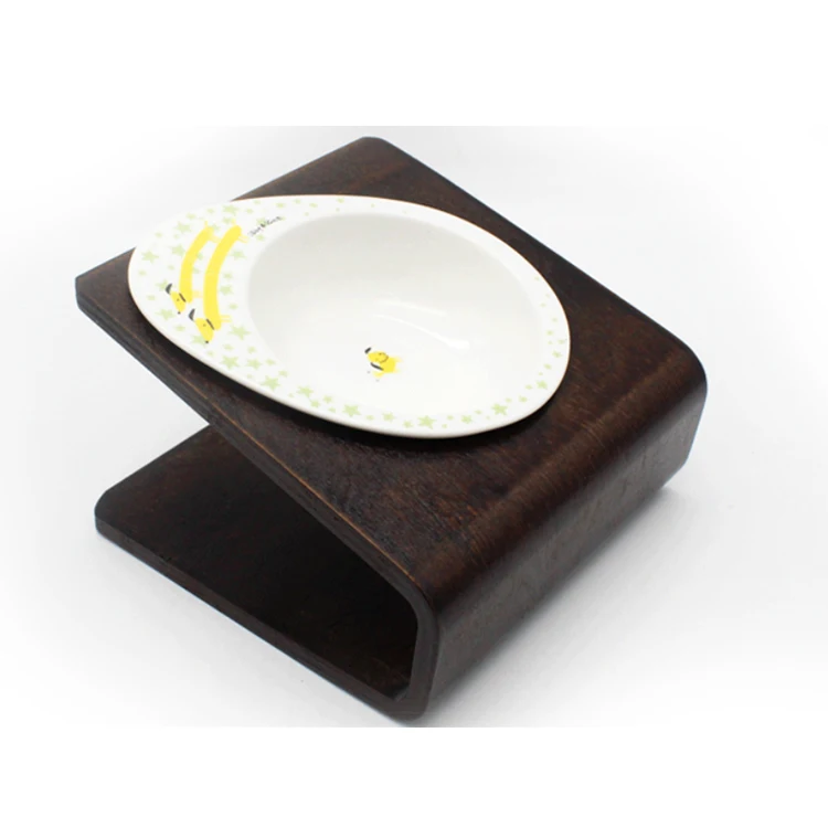 New Arrival Wooden Dining Table Pet Ceramic Bowl Dog And Cat Ceramic Bowl