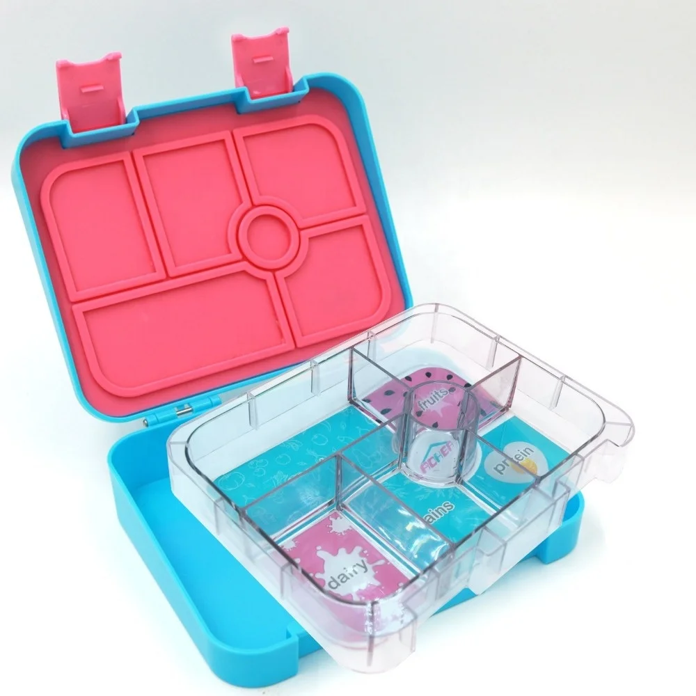 food storage container 6 sections ABS material leakproof kids plastic bento lunch box