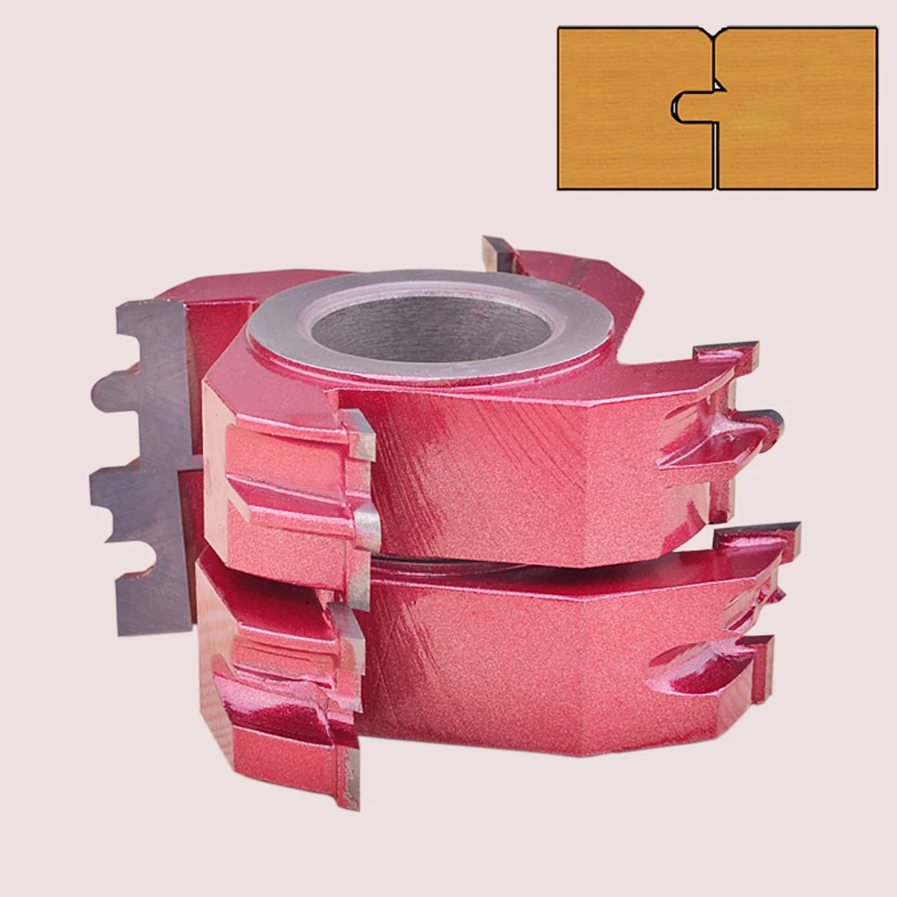 D125*22*40mm*6T  Tongue and Groove Set  2Pcs Wood Door Flooring 6 Teeth T Shape Wood Milling Cutter For Kitchen/Bathroom/Cabinet