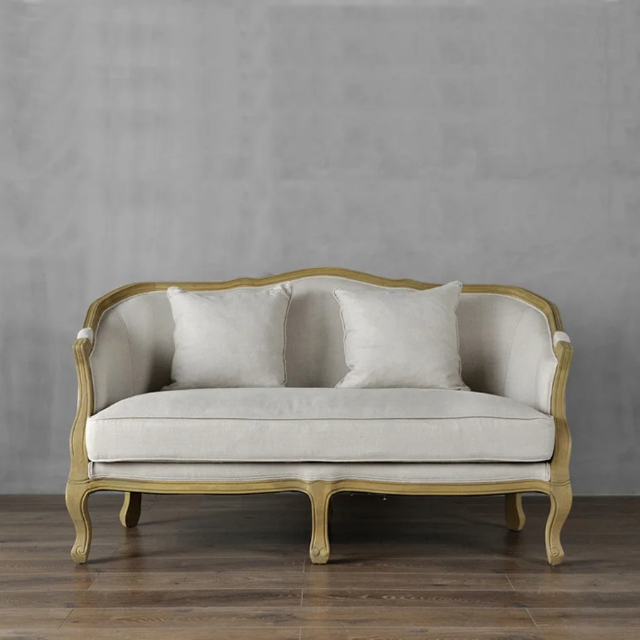 
Vintage Home Fabric Furniture Solid Wood Design Wooden Frame Loveseat Wedding Living Room Sofa 