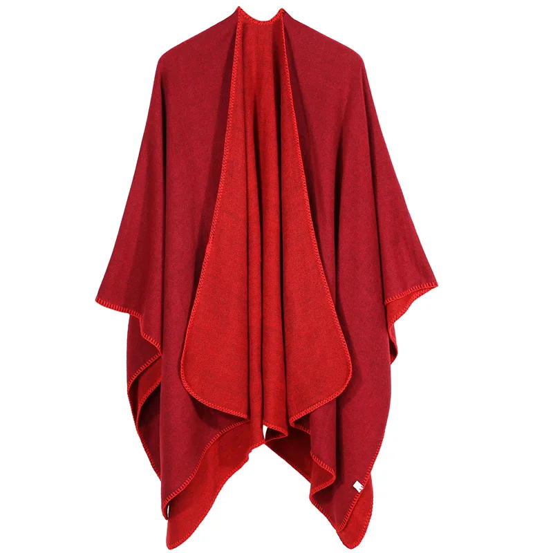 
2018 new girls fashion tassel poncho wraps kashmir solid color wool shawl scarf 