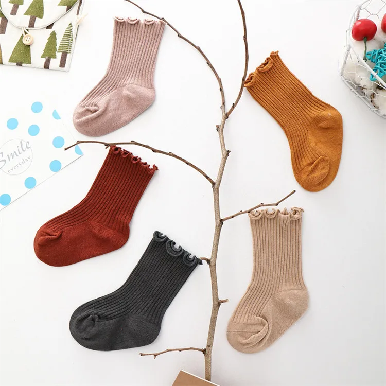 
Latest Baby Ruffle Socks Kids Children Solid Cotton Tube Socks for Girl 