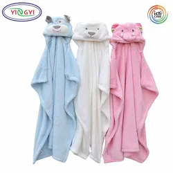 C609 Baby Blanket Animal Bath Infant Towel Hooded Bathrobe Kids Soft Cartoon Newborn Flannel Blanket
