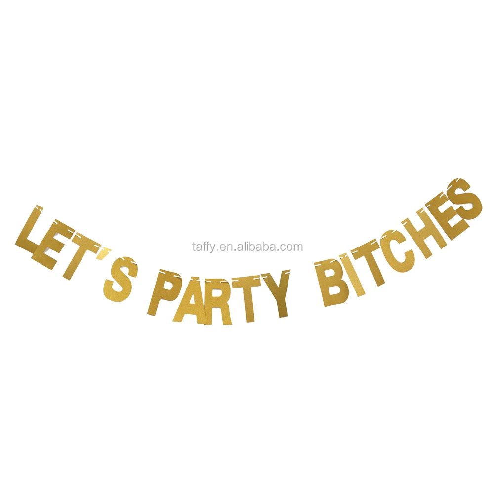 new bachelorette HEN party decorations supplies paper glitter LETS PARTY BITCHES BANNER bunting garland