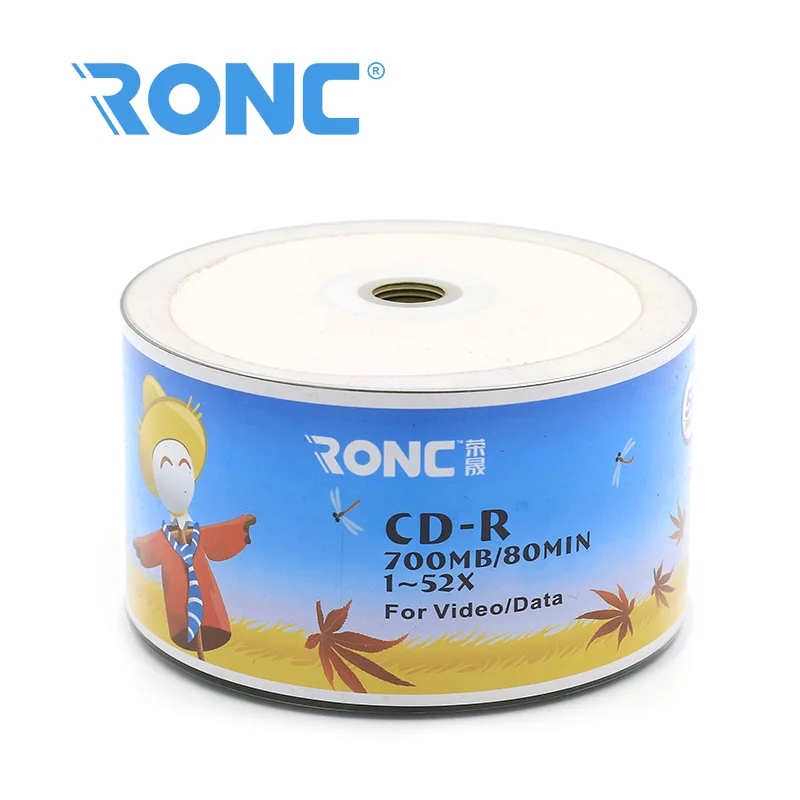 Blank white injekt printable CD-R 52x700MB/CD disc writable 50 shrinkwrap spindle/print blank cd