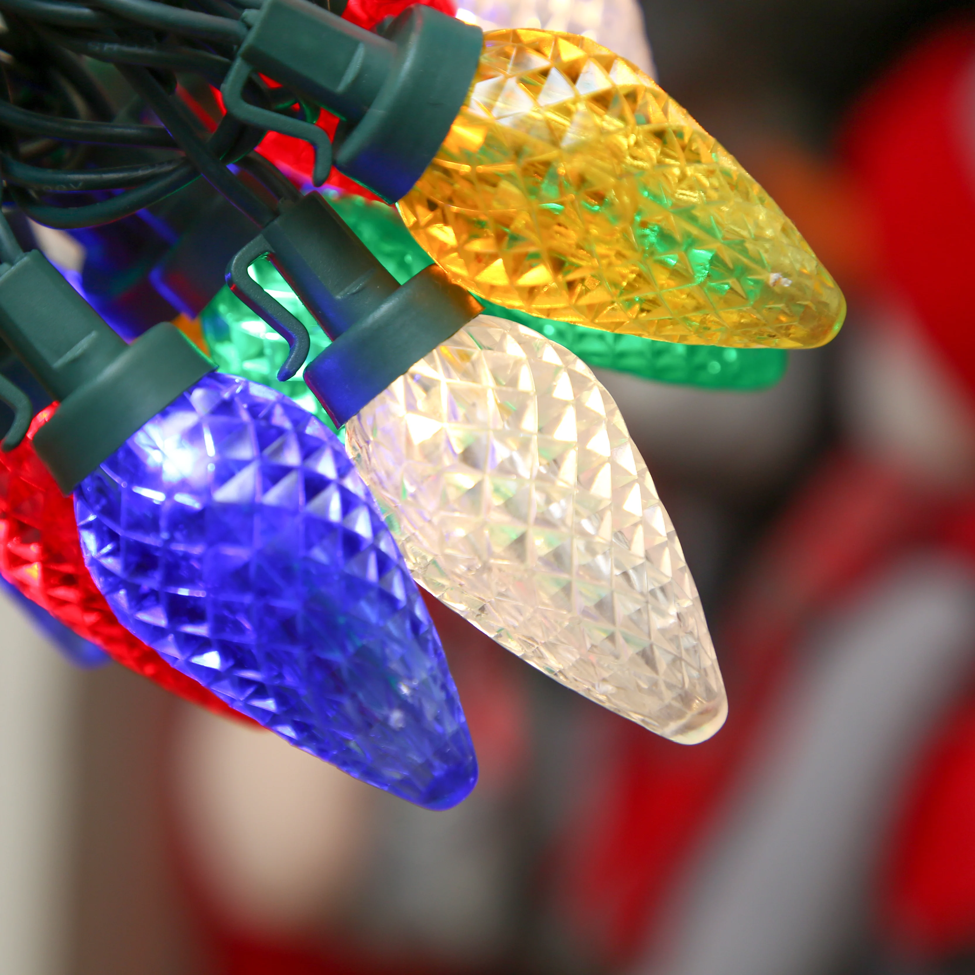 GV LED  Outdoor Decor Connectable Classic Faceted 15Ft 25LED Commercial Bulb Strawberry C9 Fairy Christmas Lights