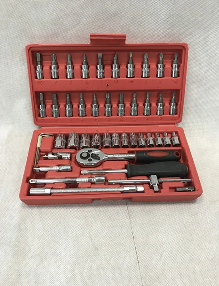 46PCS China Industrial Mini socket ratchet wrench set 1/4 socket set screwdriver head Auto bicycle Repair tools