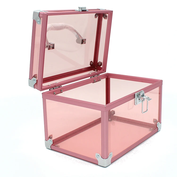 
Custom Pink Aluminum Train Beauty Acrylic Makeup Case 