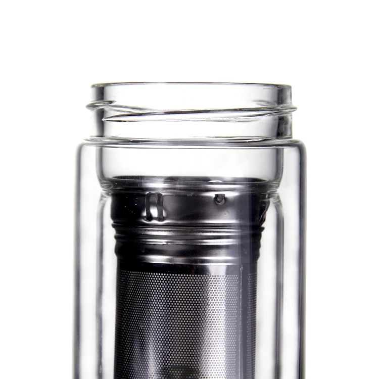 Бутылка для воды из боросиликатного стекла с двойными стенками и инфузером из нержавеющей стали 350, 304 мл