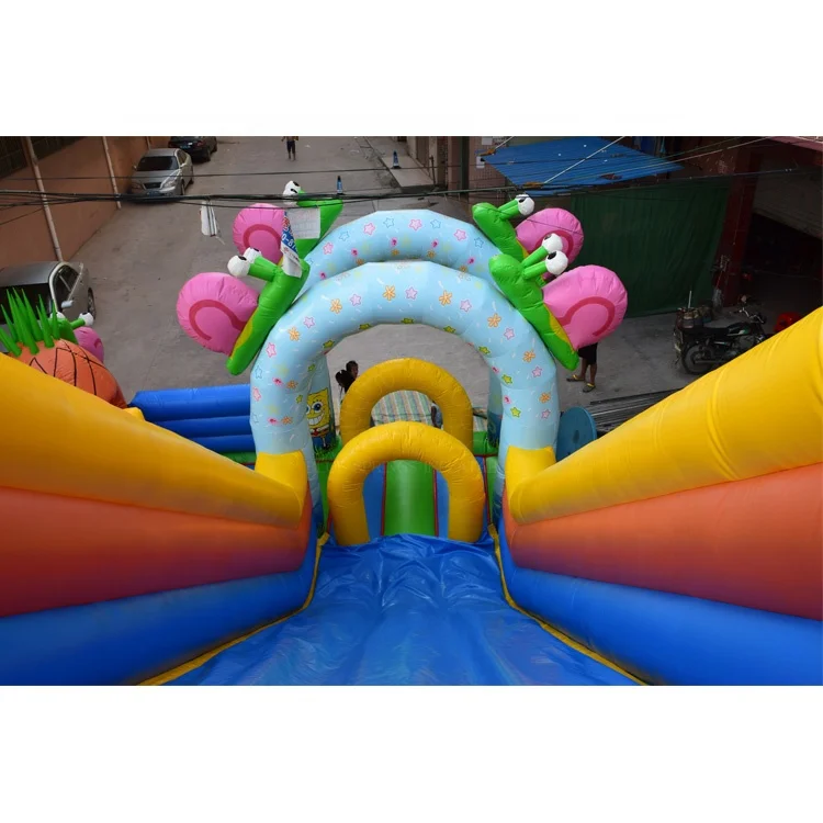 Sponge Bob Themed Amusement Park Inflatable Slide