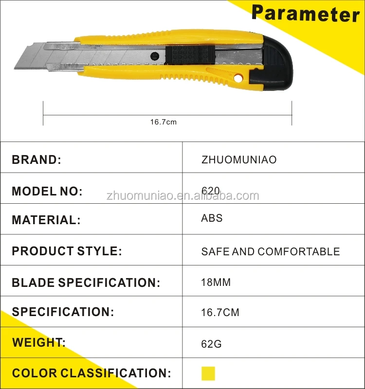 Cutter Knife Plastic ABS 18mm Quick-Change Blades Utility Knife Sliding Blade Knife