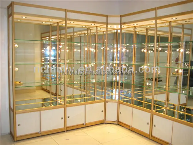 2015 new product Titanium alloy / Aluminum Glass Display Cabinet