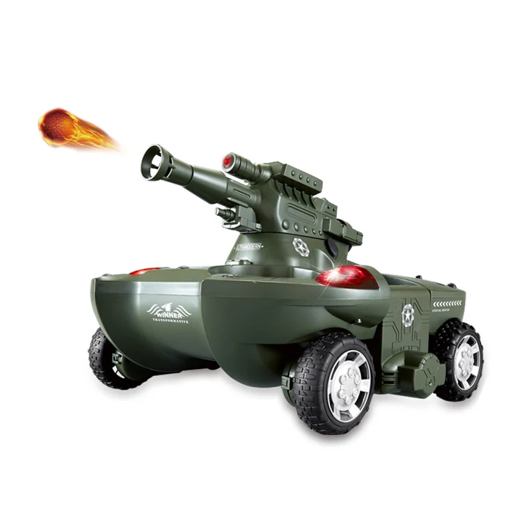 amphibious toys 12 channel infrared shooting rc tank with LED light