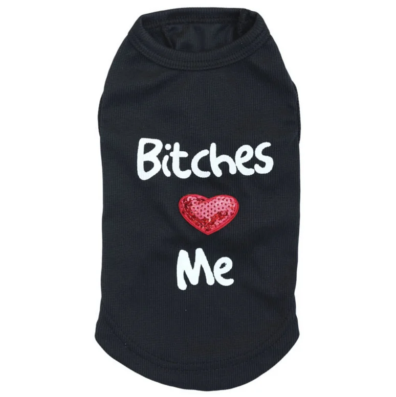 bitches love me love mommy love daddy pet dog vest polyester sleeveless pet products dog apparels