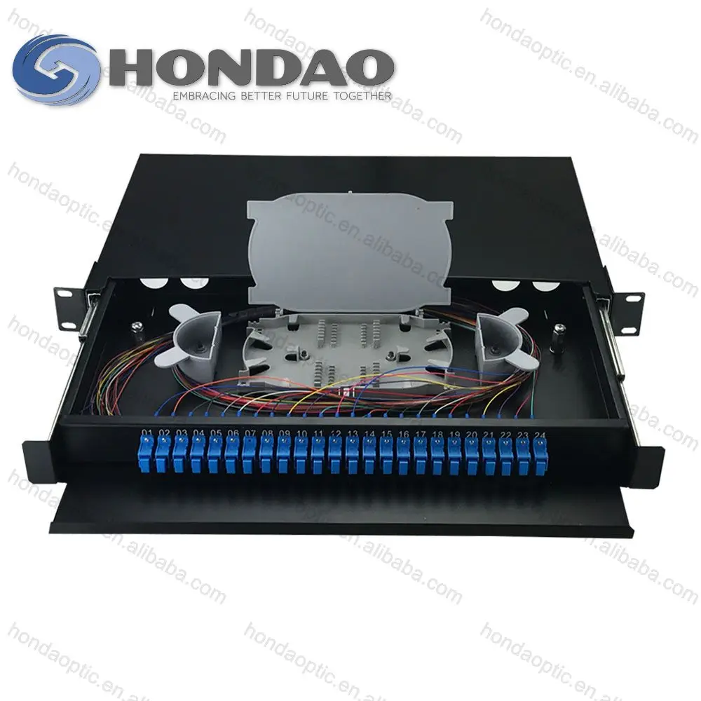 Hondao fiber optic indoor ODF/OCDF Wallmount 24 Core Patch Panel PLC Splitter waterproof