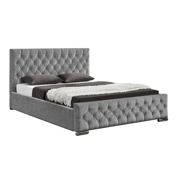 diamond crystal upholstered king queen size fabric ottoman storage bed