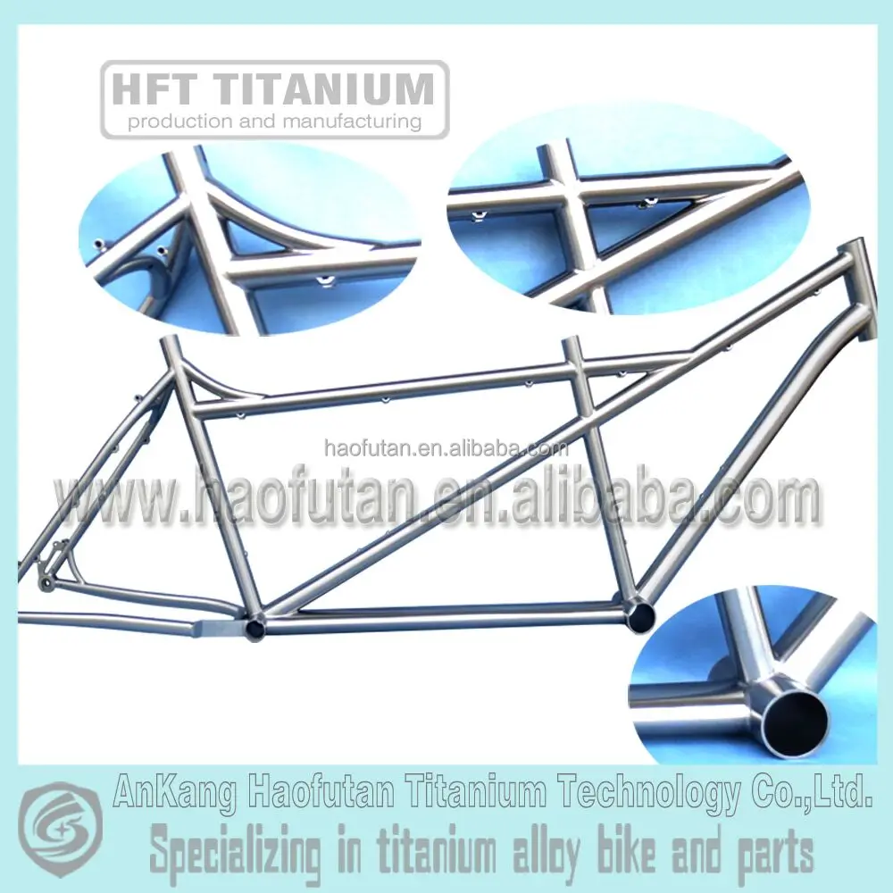 titanium bicycle tandem fat frame custom tandem fat frame with hand bush finished titanium tandem two seat frame
