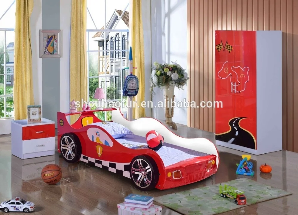 Высококачественная дешевая детская мебель, детская мебель для спальни, Гоночная машина, кровать из МДФ, материал TC1 от Foshan
