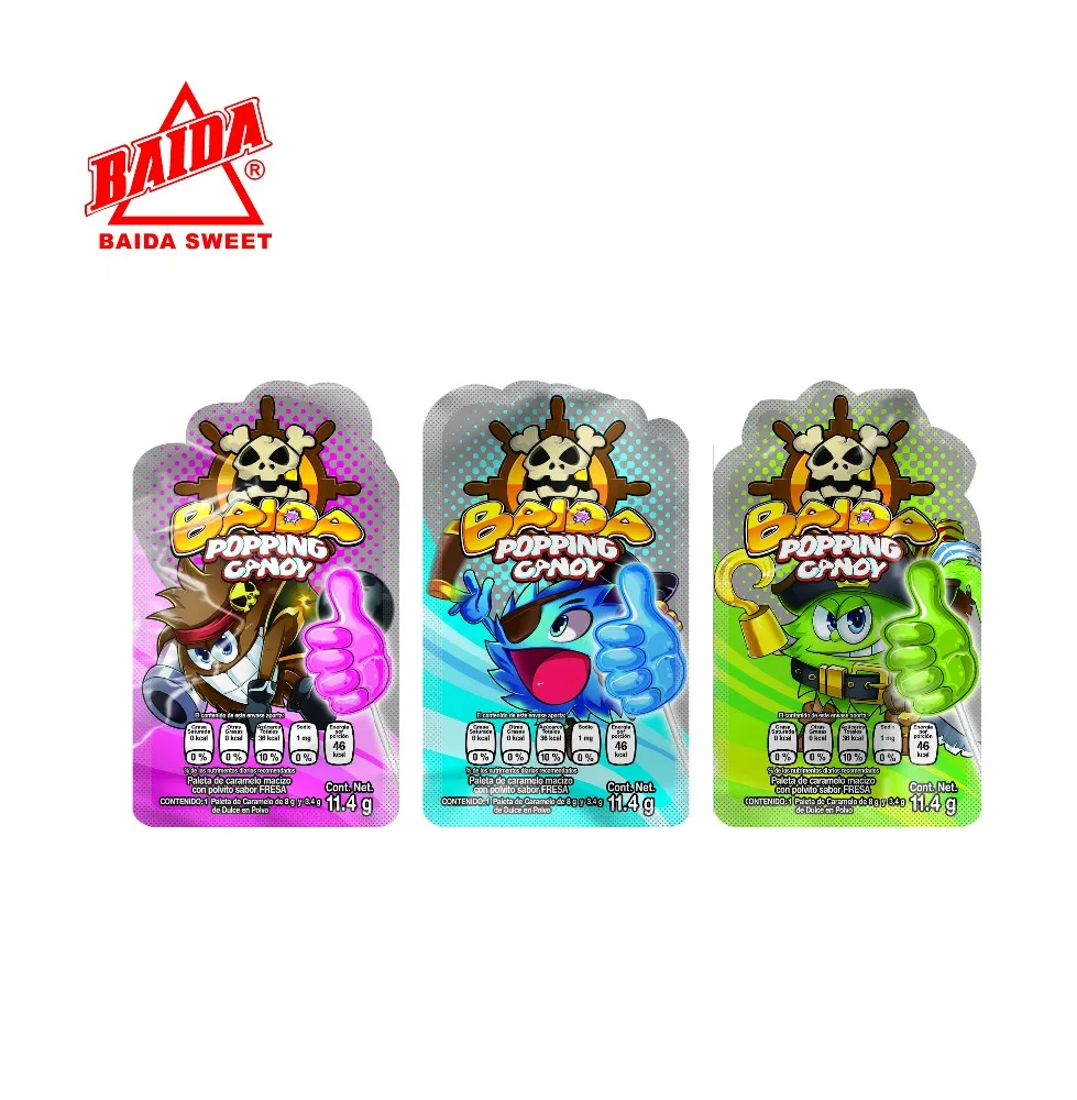 Wholesale Seasonal Popping Candy with Lollipop 3 pack OEM Lollipop shape