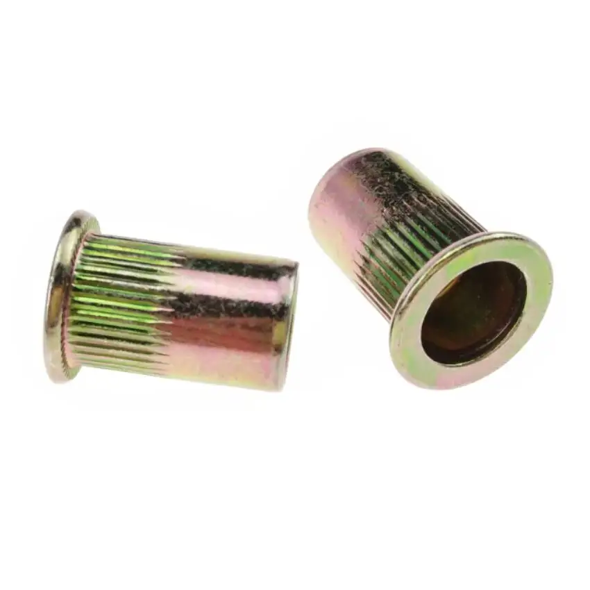 ANSI Steel Rivet Nuts Galvanized Knurling Serrated Flat Head