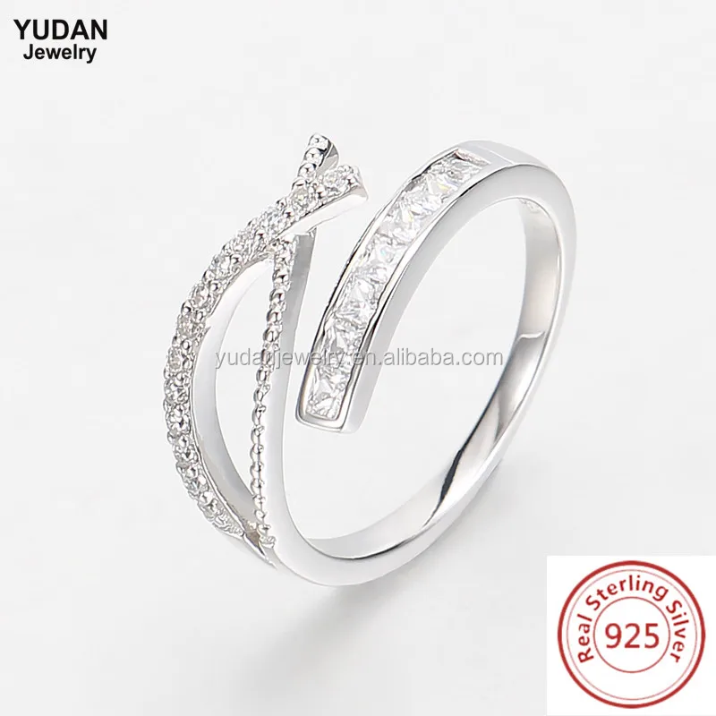 Factory Custom Sterling Silver Sparkling X Ring 925 italian silver ring