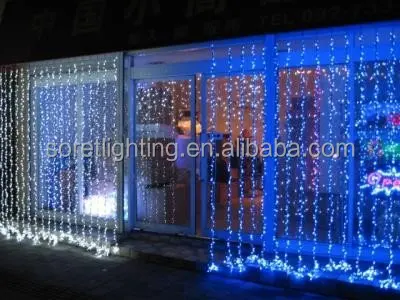 Белый кабель, синие светодиодные занавески на заказ, светодиодный светильник, настенное украшение, освещение «Водопад» в виде сосулек, рождественские огни