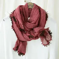 Ladies soft cotton oversize solid plain long lace scarf shawl hijab