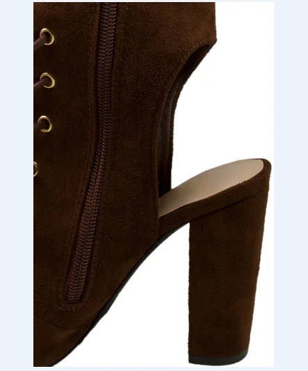 
Fashion style 2017new design women Thigh High Open Peep Toe Chunky Heel lace up long boots chengdu shoes 