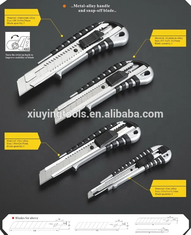
25mm auto lock alloy utility knife cutter side cutter knife 