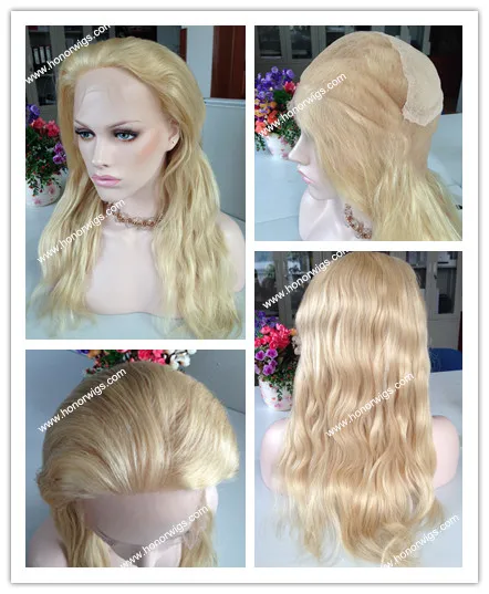 20inch hair length #613 white blond full lace wig 100% human virgin hair HONOR wigs NW natural wave