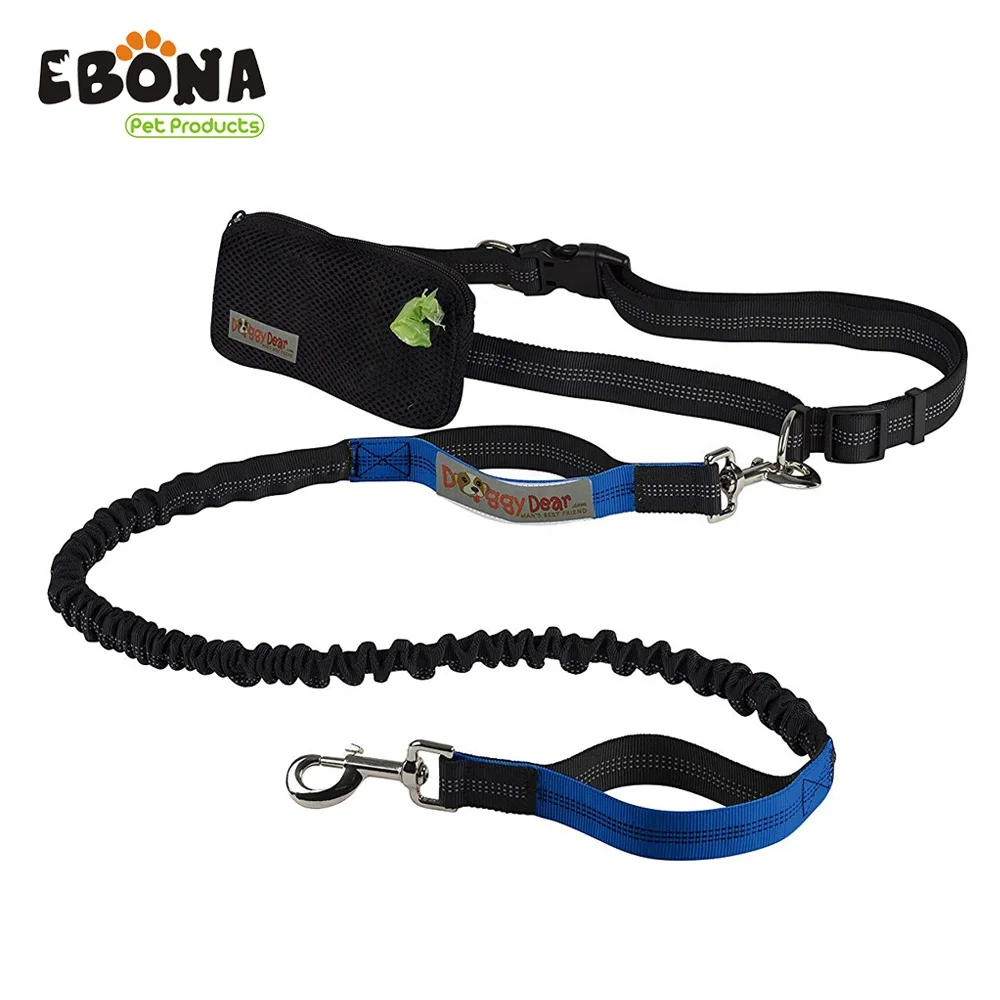 One Size Fits Small Medium to Large Dogs,Reflective Waist Belt Pet Running Bungee Leash With Bonus Waste Bag Dispenser