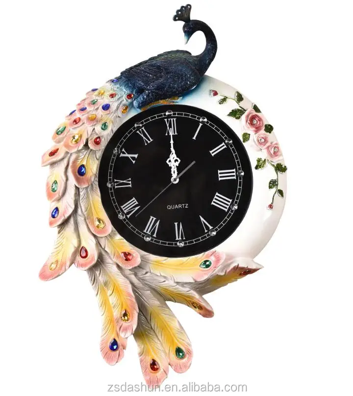 animal phoenix resin wall clock large H77*L50*W10 CM