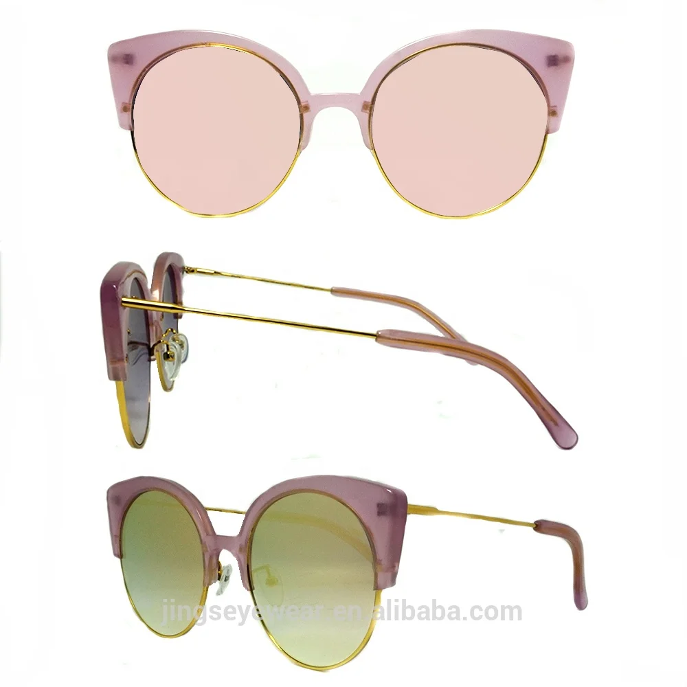 2024 wholesale rose gold lens luxury cat eye polarized sunglasses acetate material glasses
