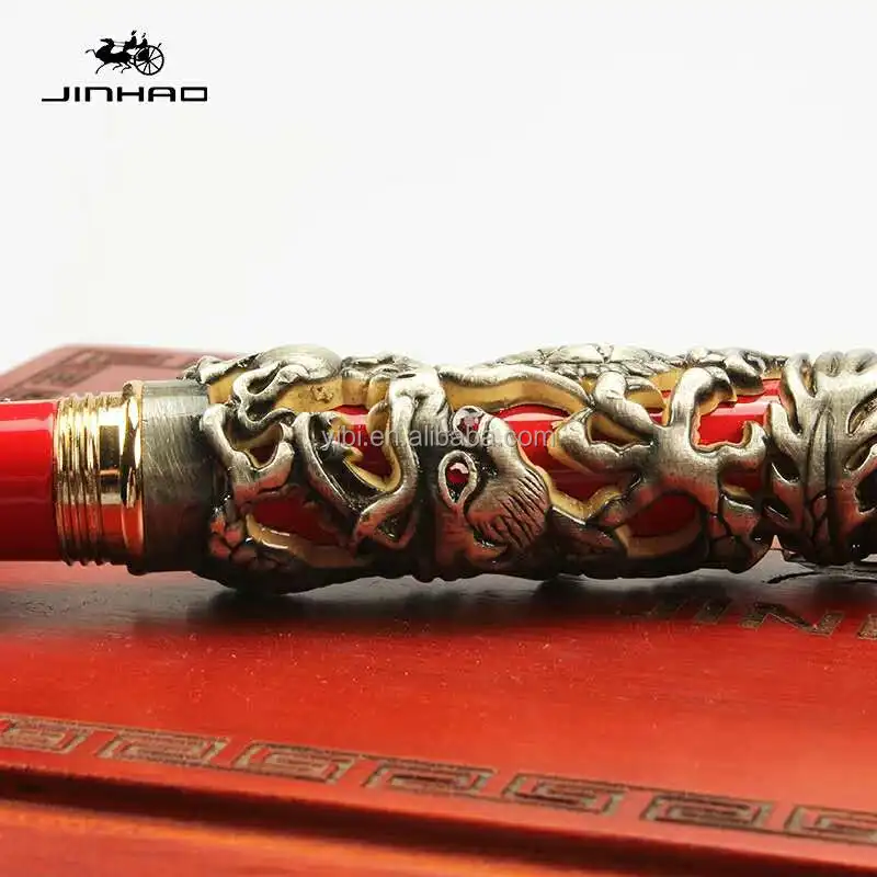 Jinhao Dragon Phoenix Fountain Pen Writing Luxury Case Set Vintage Collection with Ink Refill Converter Signature pen