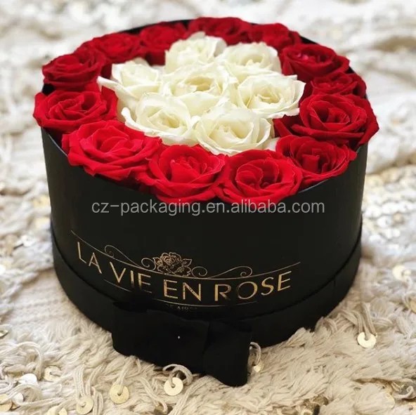 Round Paper Custom rose gift box with lid