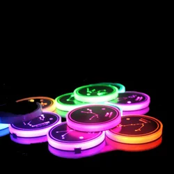 LED Cup Holder Lights Constellation Series 7 Colors Changing USB Charging Mat Luminescent Cup Pad