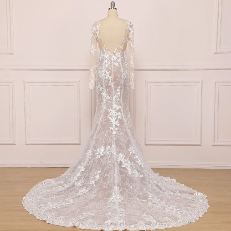 Роскошные кружевные свадебные платья-русалки цвета слоновой кости с длинным рукавом свадебные платья 2019