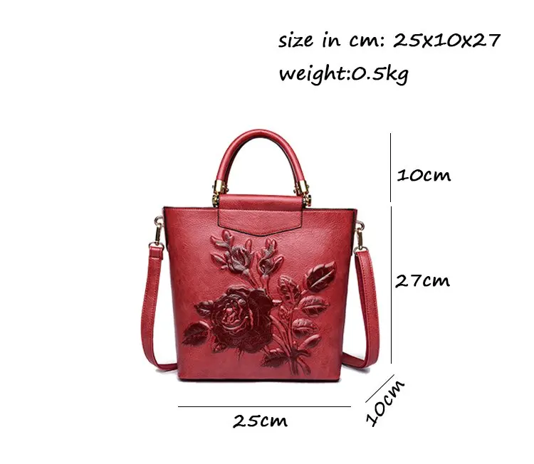 
Embossed Big Rose Flower Ladies Shoulder Crossbody Messenger Bags Women Purses Handbags Tote Bucket Bag 