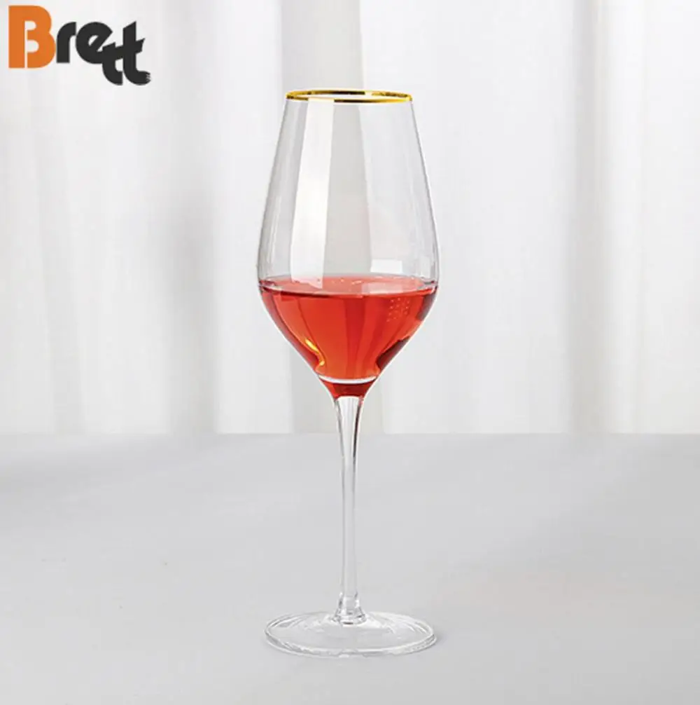 Свадебная посуда без свинца, хрустальный бокал на заказ, ручная работа, золотой обод, бокал для красного вина