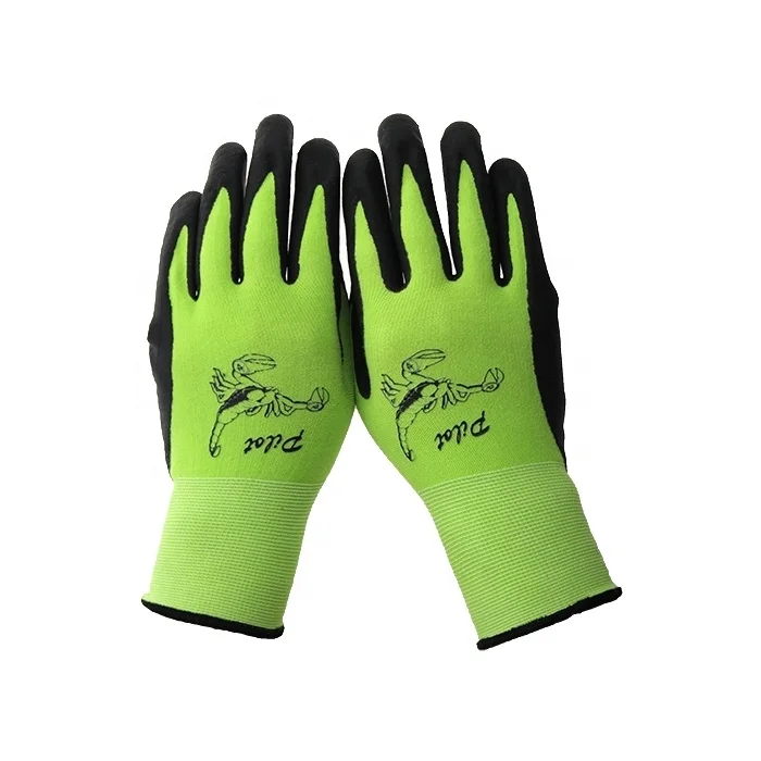 Anti Oil Polyester Knitted Foam Nitrile Gloves For Anti-slip