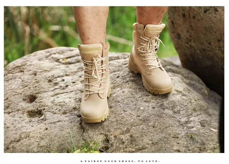 Sand color steel toe security combat american style protective work boot