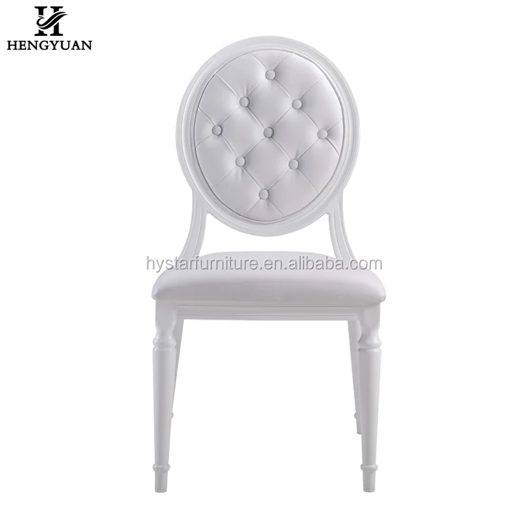 Elegant antique hotel restaurant chair white upholstered stacking wedding event ghost chair for sale