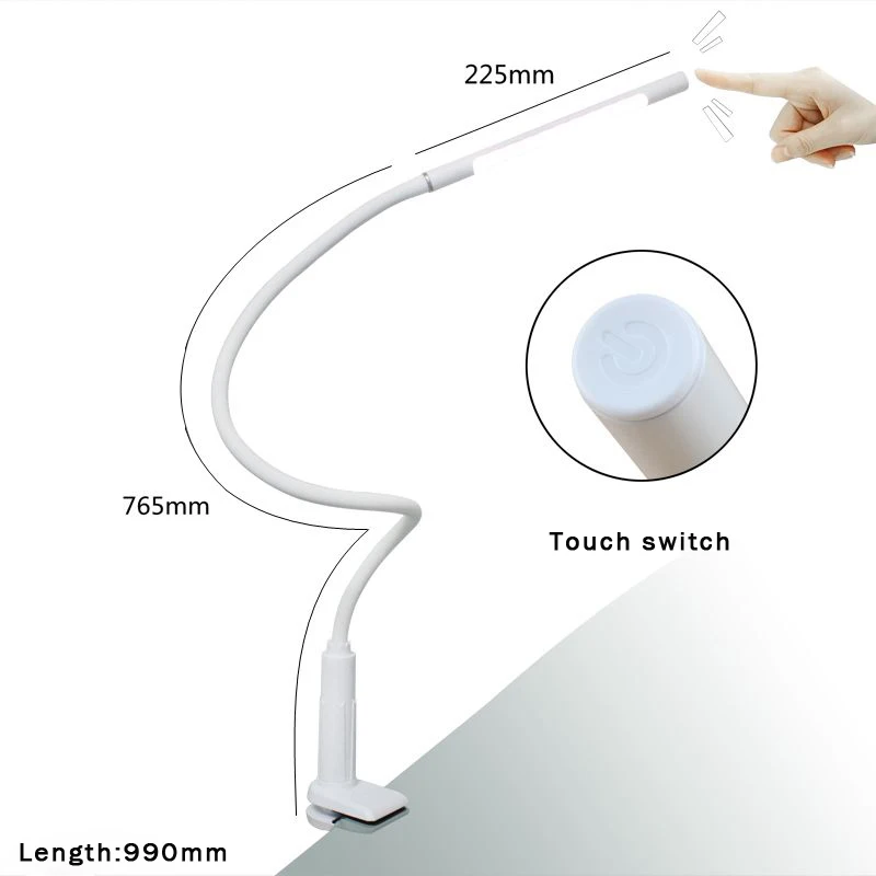 Modern 4.5w Clip On Desk Bed Led Reading Light Flexible Long Arm Gooseneck Clamp Table Led Desk Lamp