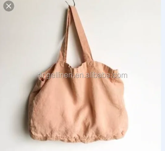 Popular Irish linen naturally dyed big tote bag with stone washing