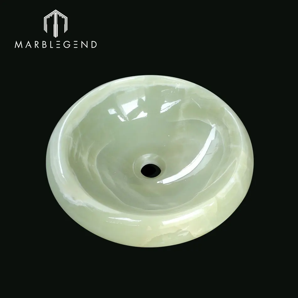 
Pawn Shape Natural Light Green Onyx Stone Wash Sink 