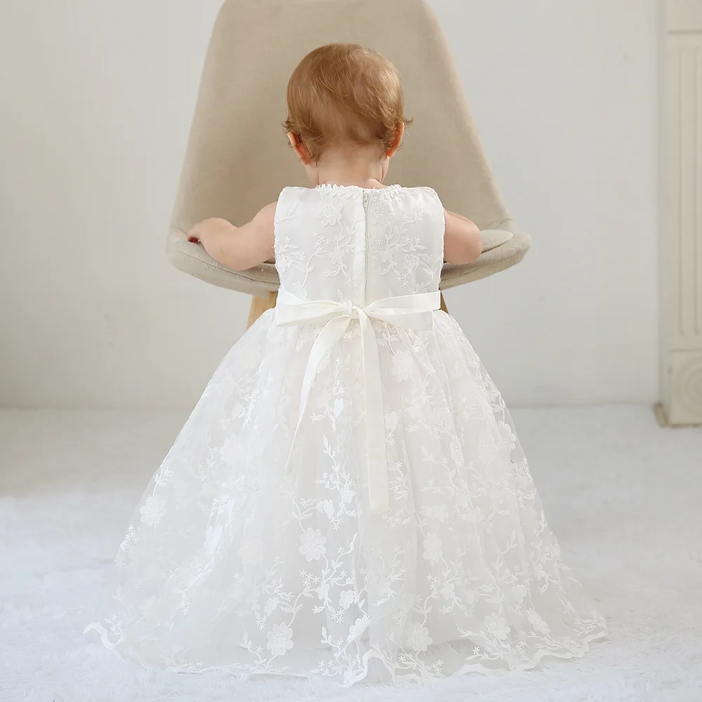 2019 latest white christening baby dress for 0-1 year old