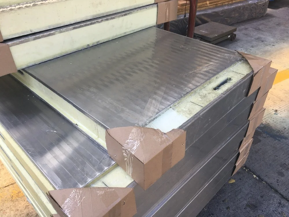 100mm Cold room ceiling and wall  PU insulation panels with white PPGI